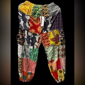#91 NWT 100% cotton patchwork jogger bottom pants
